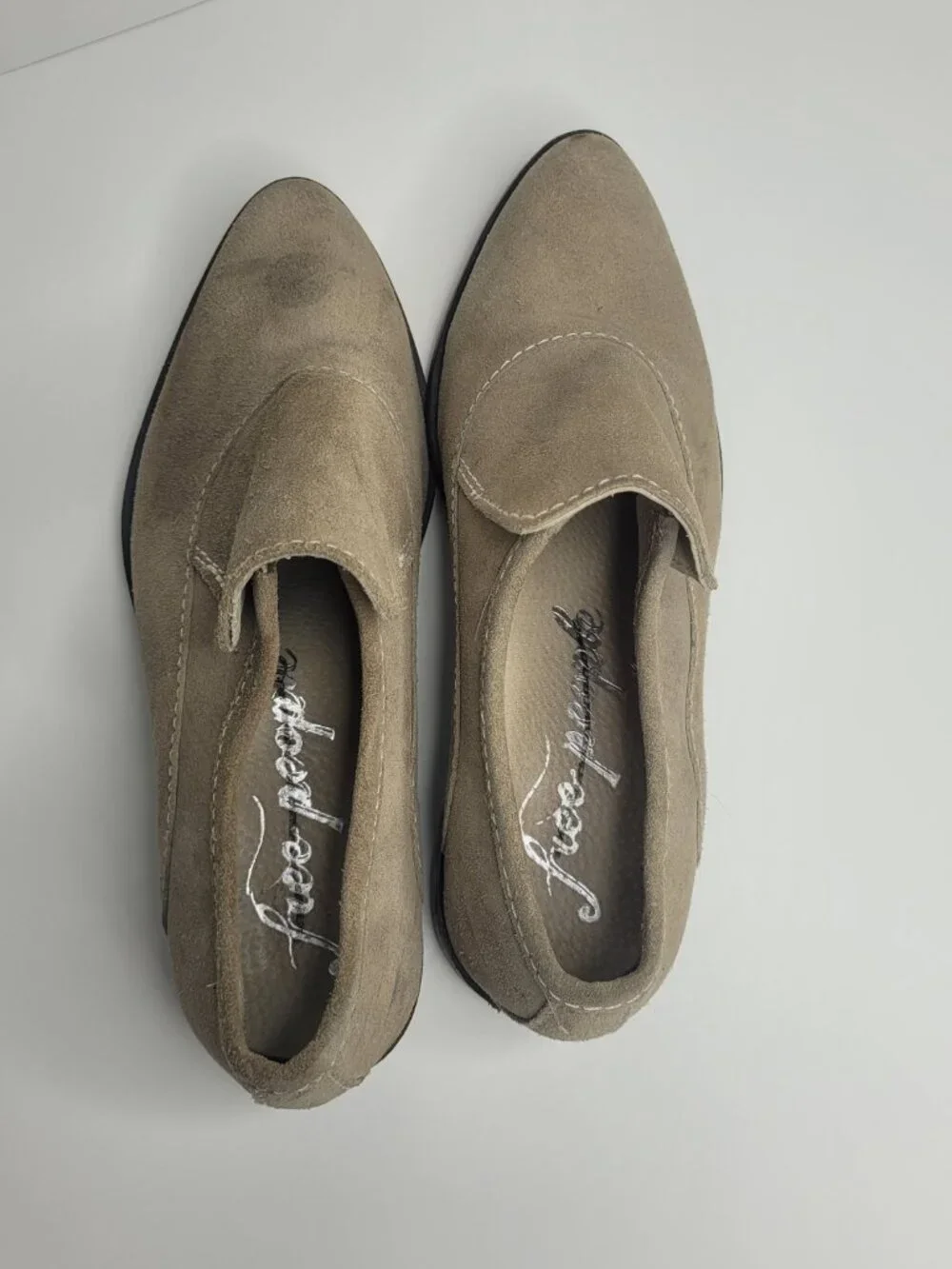 FREE PEOPLE Brady loafer suede tan gray preppy classic minimalist size 36.5